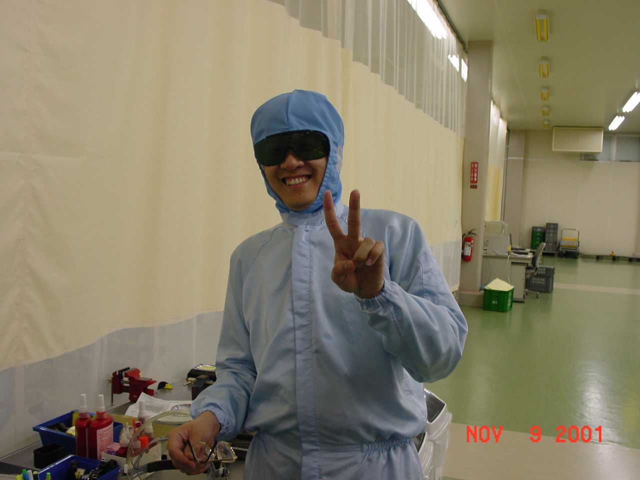 Ultra cool photo of me in a cleanroom suit